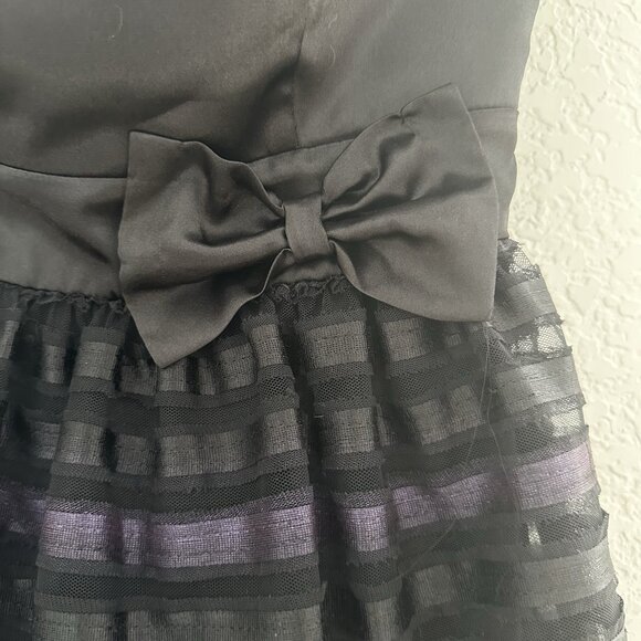 Vintage Y2K BeBop Empire Waist Strapless Mini Cocktail Dress Womens S Black Mesh - Picture 3 of 14